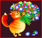 cartolina-d-auguri-con-il-gatto-dello-zenzero-con-il-mazzo-dei-fiori-76956170.jpg